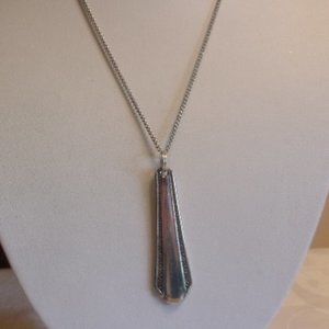 Silver Plate Spoon Handle Pendant Necklace 18" L